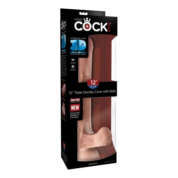 King Cock Triple Density with Balls 12 Inch - dildo na przyssawce