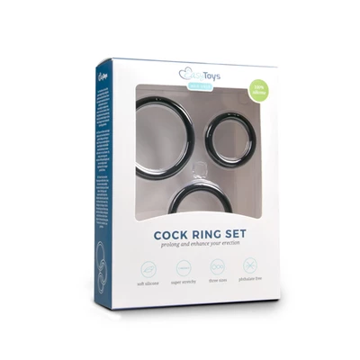 Easy Toys Cock Ring Set Black - Zestaw elastycznych pierścieni erekcyjnych Czarny