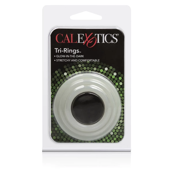 CalExotics Tri Rings Glow In The Dark - Zestaw elastycznych pierścieni erekcyjnych Fosworyzujący