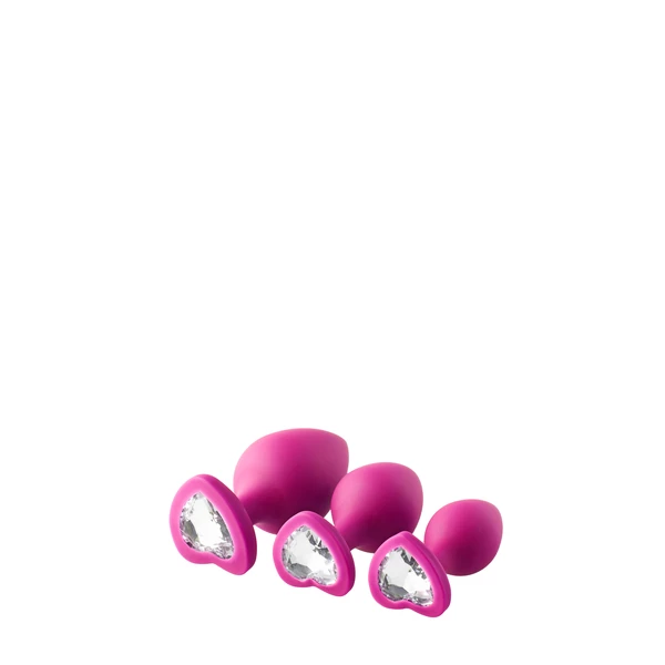 Flirts Flirts Anal Training Kit Gem Stone Pink - Zestaw korków analnych z diamentem Różowy