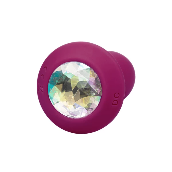 CalExotics Vibrating Petite Crystal Probe - Wibrujący korek analny z diamentem Fioletowy