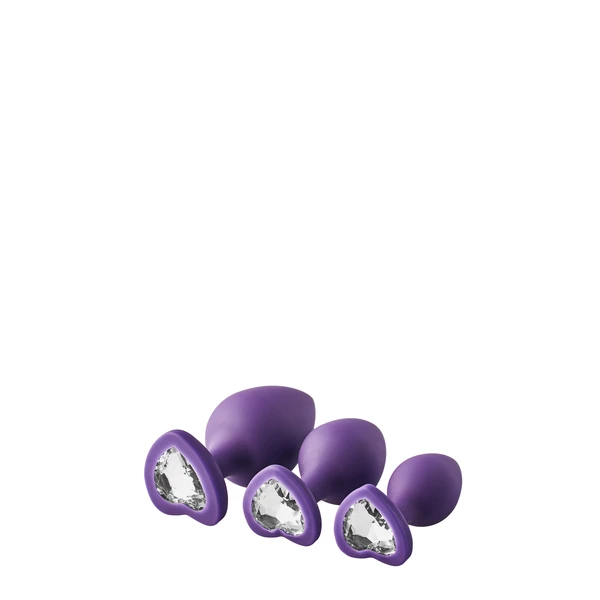 Flirts Flirts Anal Training Kit Gem Stone Purpl - Zestaw korków analnych z diamentem Fioletowy