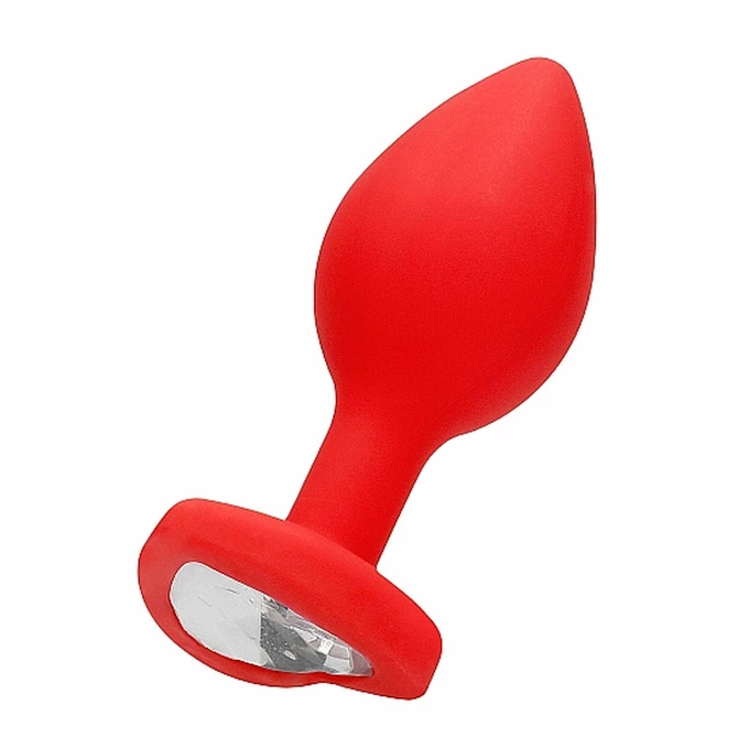 Ouch! Diamond Heart Butt Plug Large Red - Korek analny z diamentem Czerwony