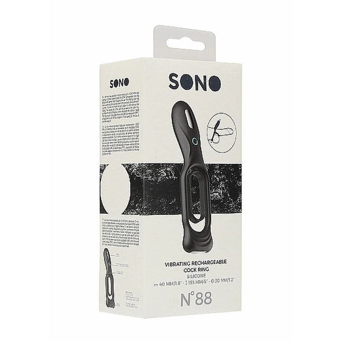 Sono N0. 88 Vibrating Rechargeable Cock Ring Black - Wibrujący pierścień erekcyjny