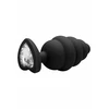 Ouch! Ribbed Diamond Heart Plug Black Extra Large - Korek analny z diamentem Czarny