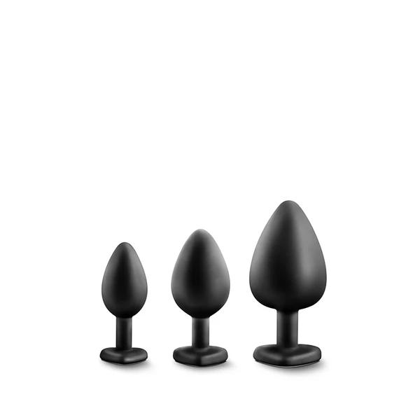 Blush Luxe Bling Plugs Training Kit White Gems - Zestaw korków analnych z diamentem Czarny