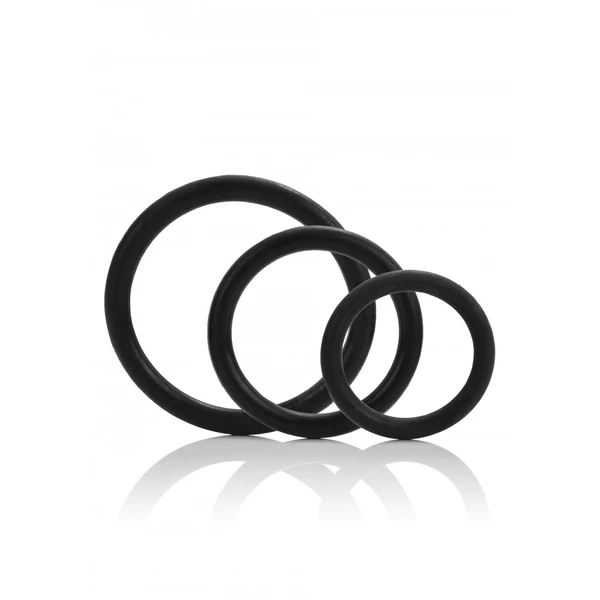 CalExotics Tri Rings Black - Zestaw elastycznych pierścieni erekcyjnych Czarny