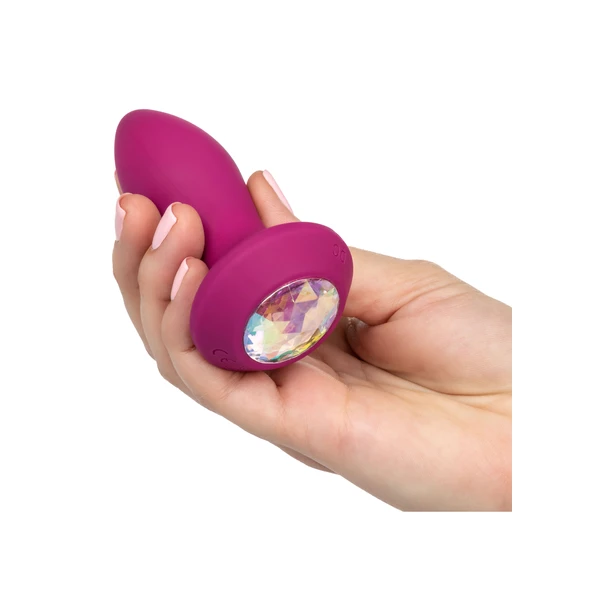CalExotics Vibrating Petite Crystal Probe - Wibrujący korek analny z diamentem Fioletowy