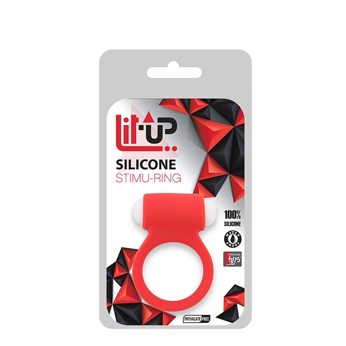 Lit Up Silicone Stimu Ring 3 Red - Wibrujący pierścień erekcyjny Czerwony