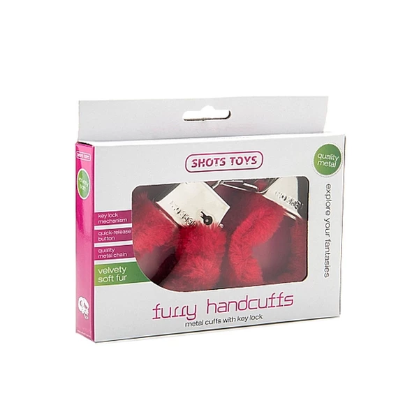 ShotsToys Furry Handcuffs Red - Kajdanki z futerkiem Czerwony