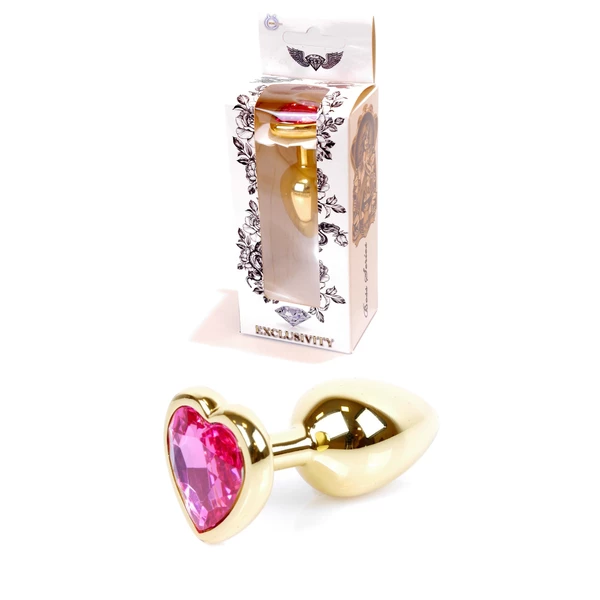 Boss Series Jewellery Gold Heart Pink - Korek analny z diamentem Różowy
