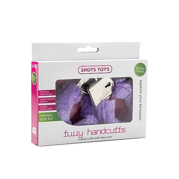 ShotsToys Furry Handcuffs Purple - Kajdanki z futerkiem Fioletowy