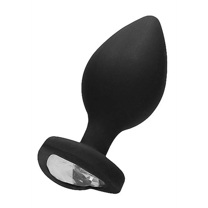 Ouch! Diamond Heart Butt Plug Extra Large Black - Korek analny z diamentem Czarny