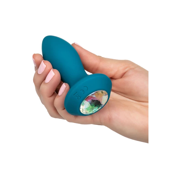 CalExotics Vibrating Petite Crystal Probe - Wibrujący korek analny z diamentem NIebieski