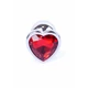 Boss Series Jewellery Silver Heart Red  - Červený análny kolík s diamantom