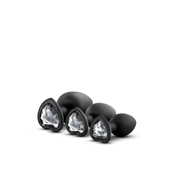 Blush Luxe Bling Plugs Training Kit White Gems - Zestaw korków analnych z diamentem Czarny