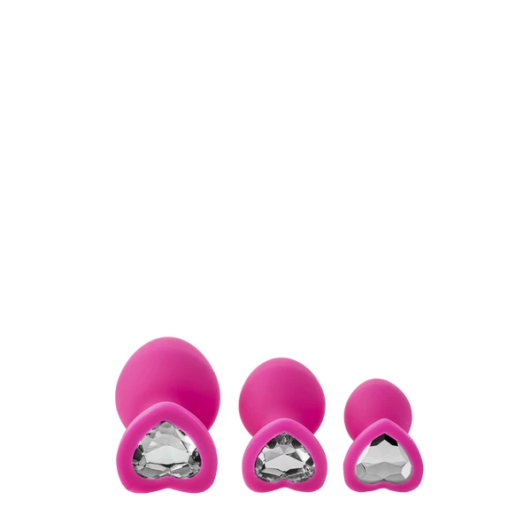 Flirts Flirts Anal Training Kit Gem Stone Pink - Zestaw korków analnych z diamentem Różowy