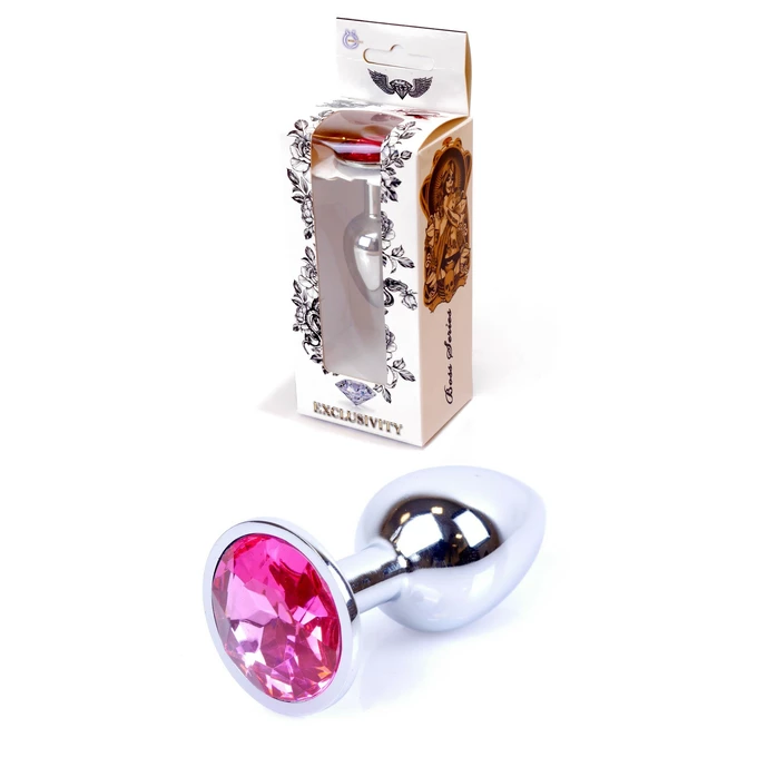 Boss Series Jewellery Silver Pink - Korek analny z diamentem Różowy