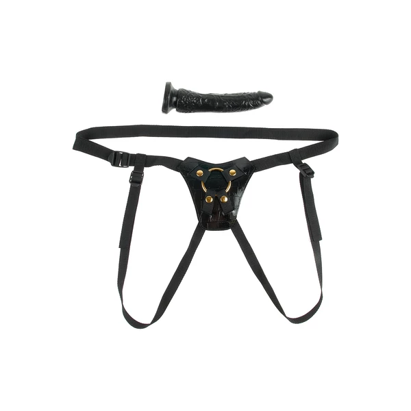Fetish Fantasy Gold Designer Strap On - Dildo strap-on w zestawie z uprzężą