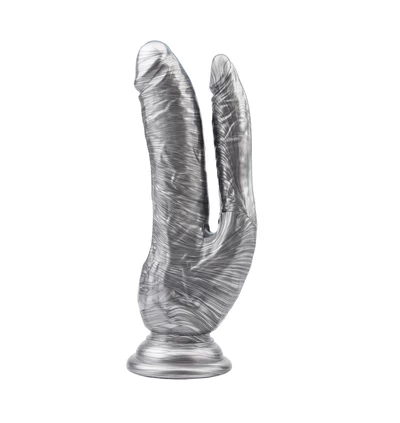 DarkMuscle ivana havesex silver - Dildo podwójne na przyssawce, Srebrny