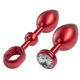 Malesation aluplug with handle &amp; crystal large, red - Análny kolík so otočnou rukoväťou a ozdobou, červený