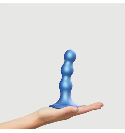 Strap-on-me dildo plug balls metallic blue - Dildo z przyssawką strap on S, Niebieski