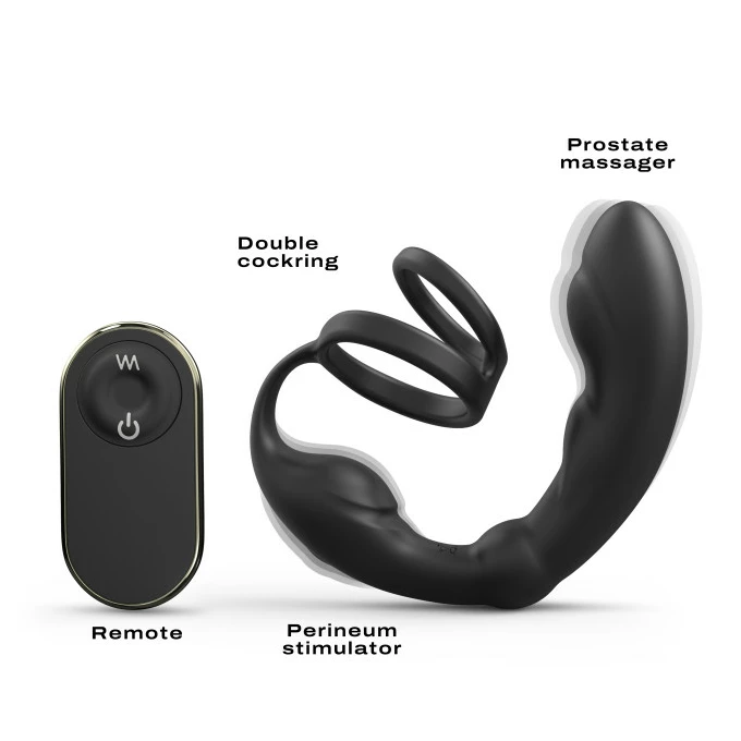 Marc Dorcel PRing - Dvojitý erekčný krúžok s masážnym prístrojom prostaty