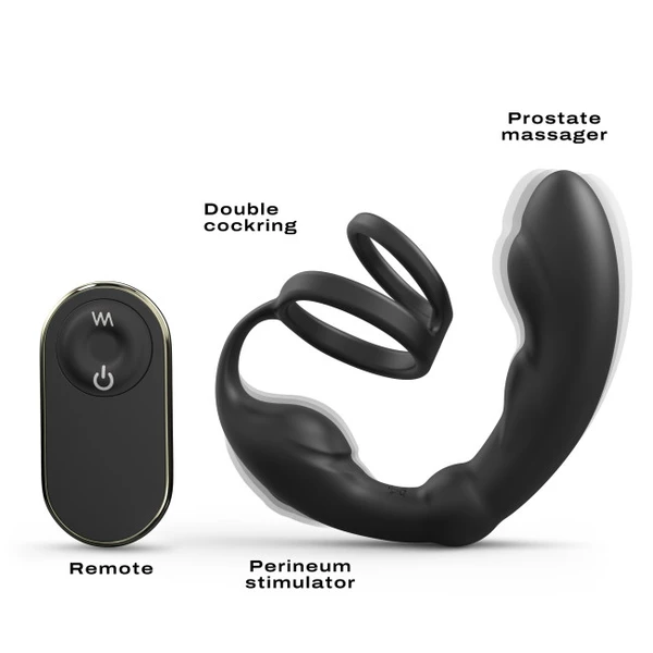 Marc Dorcel PRing - Dvojitý erekčný krúžok s masážnym prístrojom prostaty