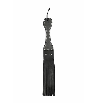 Ouch! wooden handle belt whip flogger leather - black - Packa do klapsów