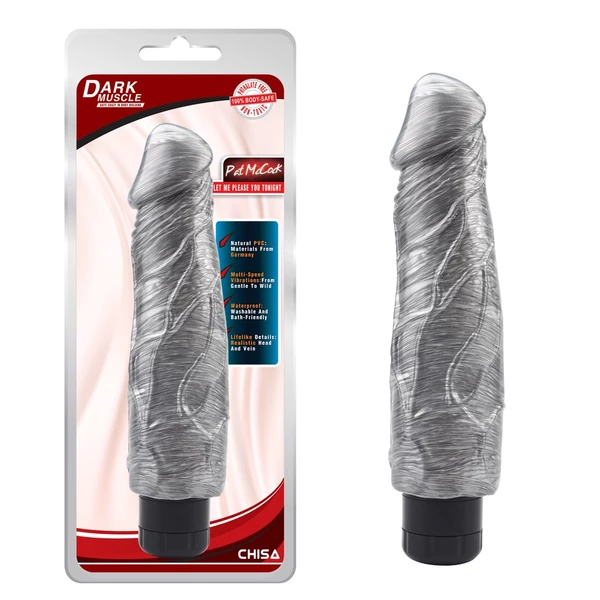 DarkMuscle pat mccock silver - Dildo wibrujące, Srebrny