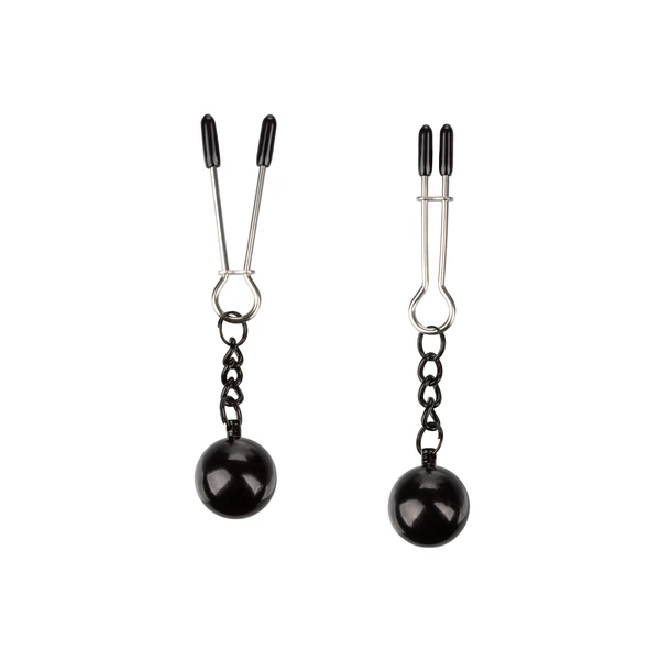 CalExotics weighted tweezer nippleclamps - Klipsy na sutki z odważnikami