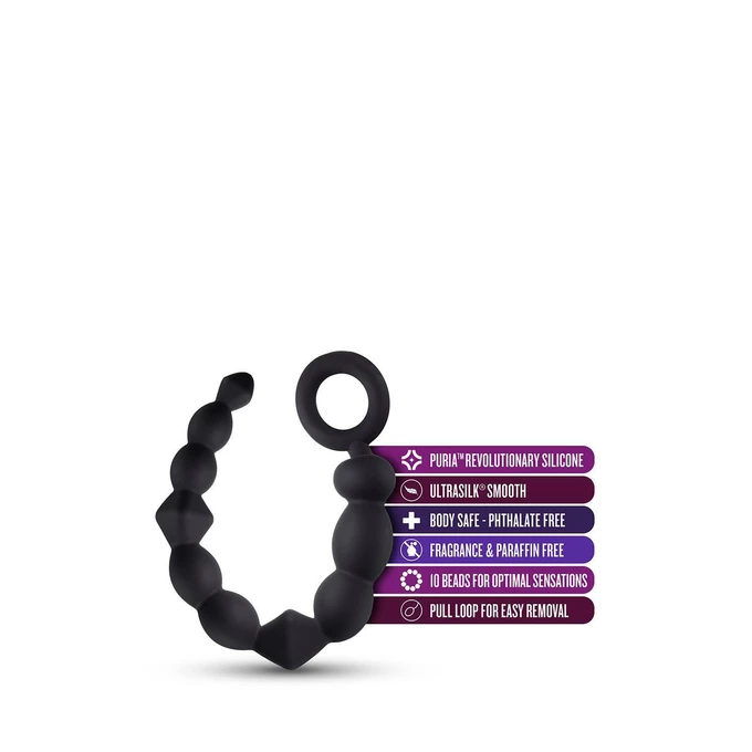 Anal Adventures Platinum Silicone Beginner Anal Beads Black - Koraliki analne