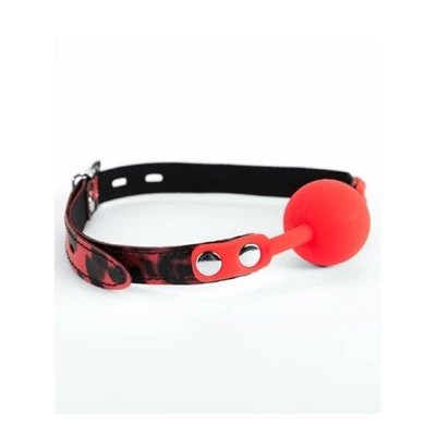 ARGUS Red Silicone Ball Gag Leopard - Knebel z kulką