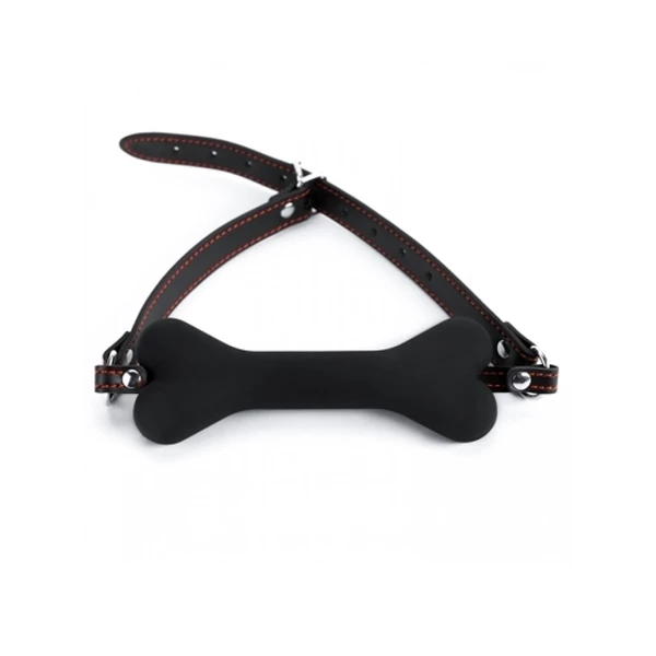 ARGUS Black Silicone Bone Gag - Knebel z poprzeczką kością