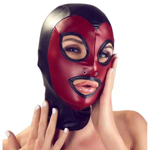 Bad Kitty Head Mask - Maska BDSM, Czerwony