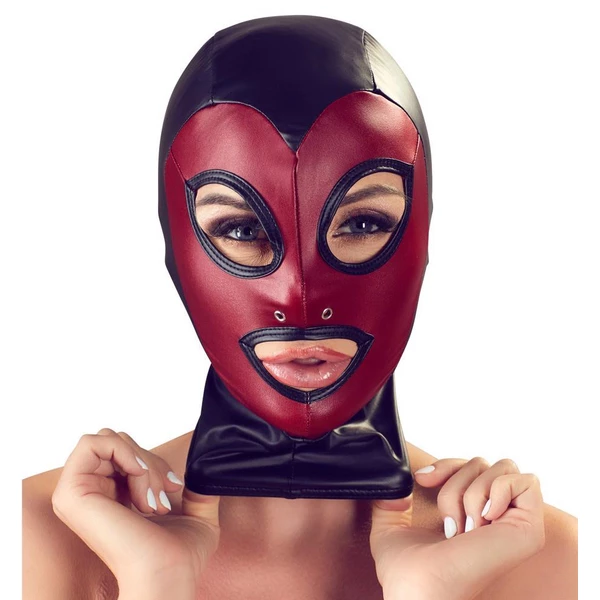 Bad Kitty Head Mask - Maska BDSM, Czerwony