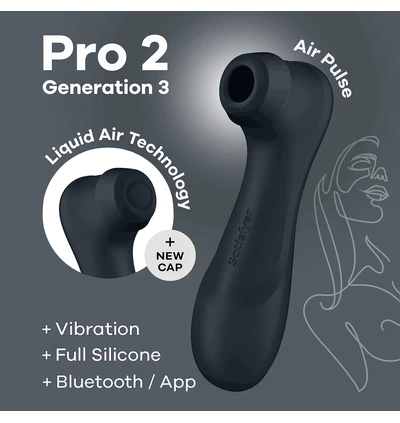 Satisfyer Pro 2 Generation 3 -soniczny wibrator do łechtaczki + wibracje + aplikacja mobilna,  czarny