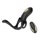 Boss Series ring black 9 remote - Vibračný erekčný krúžok s výstupkom na klitoris a perineum