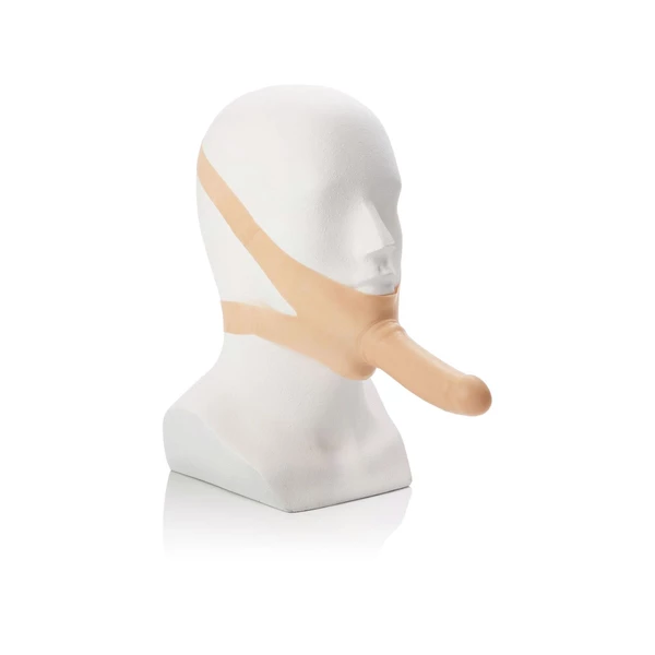 CalExotics The Accommodator Dong Light Skin Tone - Dildo z uprzężą bdsm na głowę