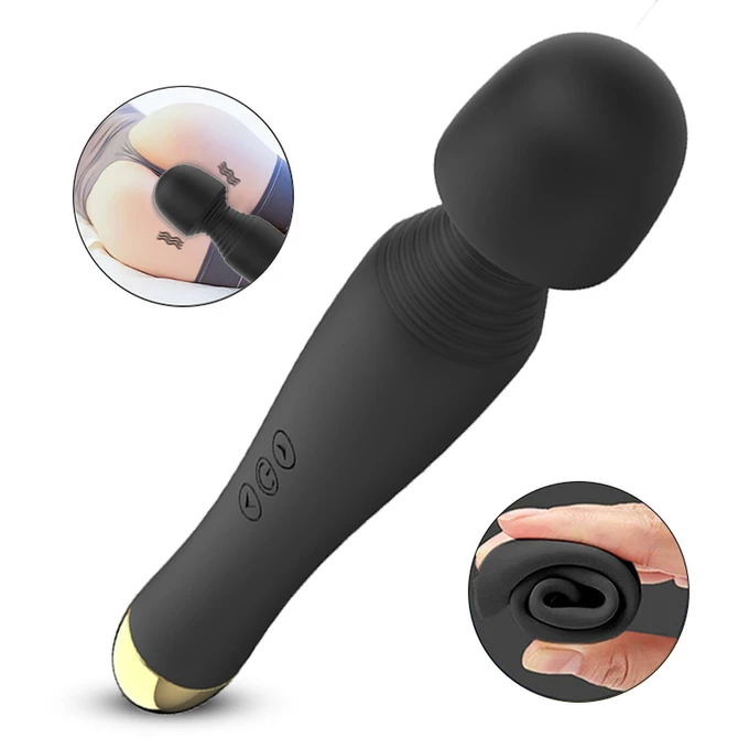 Boss Series Fox Silicone Massager Black u6v - Wibrator wand