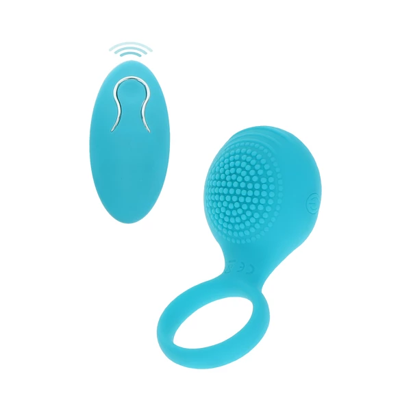 ToyJoy tickle brush c-ring - Wibrujący pierścień erekcyjny z pilotem