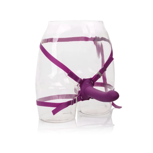 CalExotics Me2 Rumbler Purple - Wibrujący strap on w zestawie z dildo