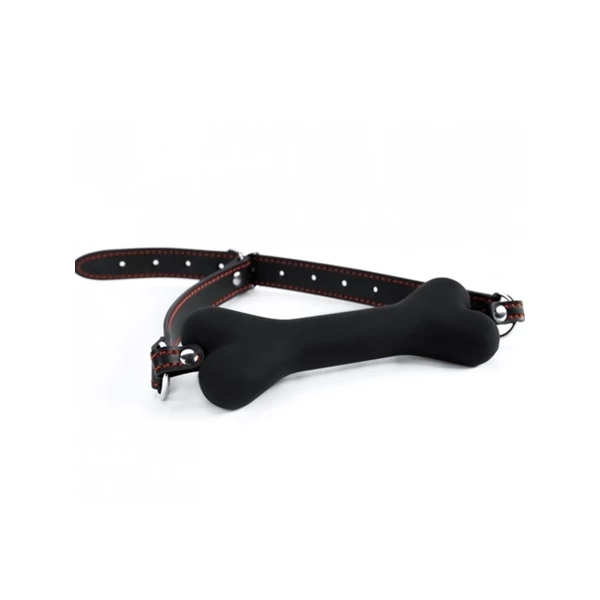 ARGUS Black Silicone Bone Gag - Knebel z poprzeczką kością