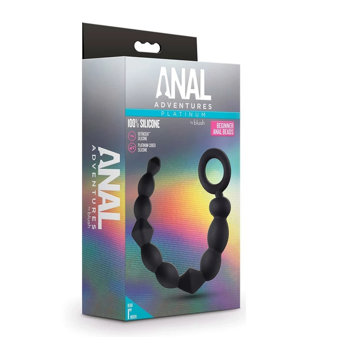 Anal Adventures Platinum Silicone Beginner Anal Beads Black - Koraliki analne