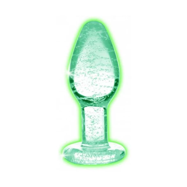 Booty Sparks Glow In The Dark Glass Anal Plug Small - Korek analny świecący w ciemności