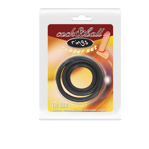 Baile Rings Rubber Set - Zestaw elastycznych pierścieni na penisa