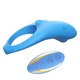 Boss Series shark light blue (with remote) - Vibračný erekčný krúžok s diaľkovým ovládaním, modrý