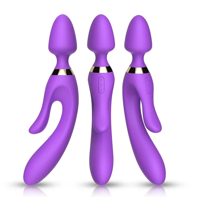 Boss Series Joy Magic Wand Purple - Wibrator wand i króliczek w jednym, Fioletowy
