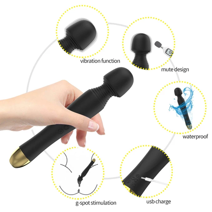 Boss Series Fox Silicone Massager Black u6v - Wibrator wand