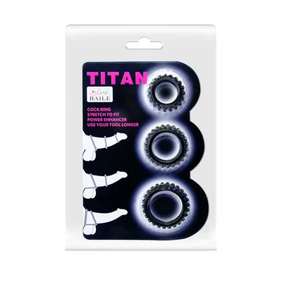 Baile Titan Three Ring Set - Zestaw elastycznych pierścieni na penisa